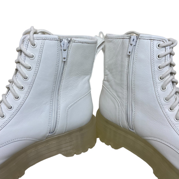 GB Gianni Bini Moon-Walk Platform Combat Booties in White NWT - Picture 6 of 6